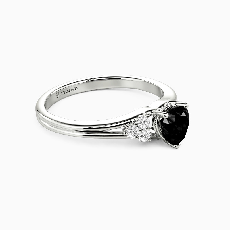 "Two Souls One Heart" 0.5ct Heart Cut Side Stone Engagement Ring