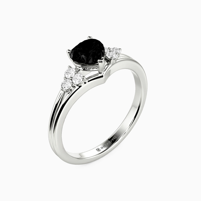 "Two Souls One Heart" 0.5ct Heart Cut Side Stone Engagement Ring