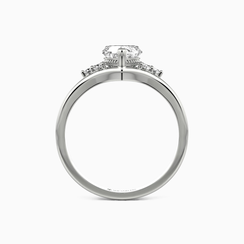 "Two Souls One Heart" 0.8ct Heart Cut Side Stone Engagement Ring