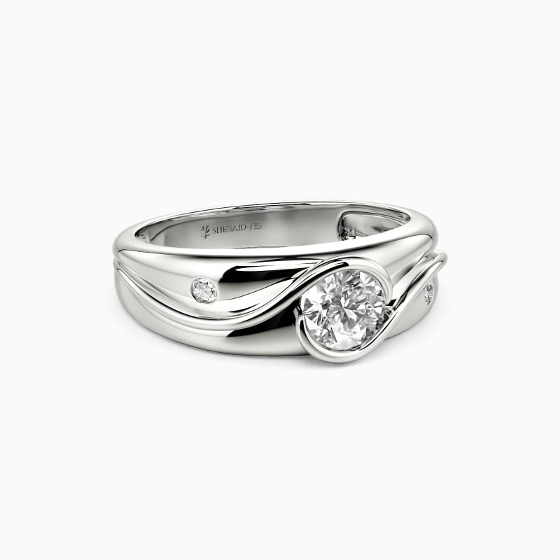 "Until The End" Round Cut Side Stone Engagement Ring