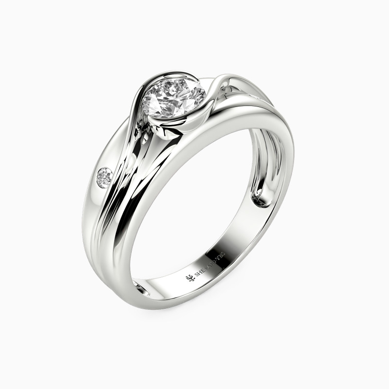 "Until The End" Round Cut Side Stone Engagement Ring
