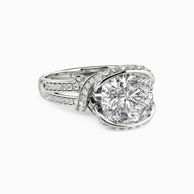 SHE·SAID·YES "Fall For You" Cushion Cut Side Stone Engagement Ring