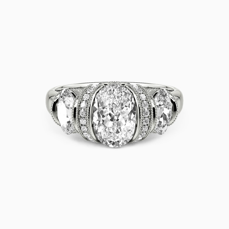 "Stay in Sunshine" Oval Cut Side Stone Engagement Ring