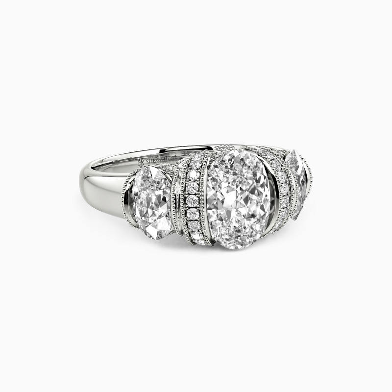 "Stay In Sunshine" Oval Cut Side Stone Engagement Ring