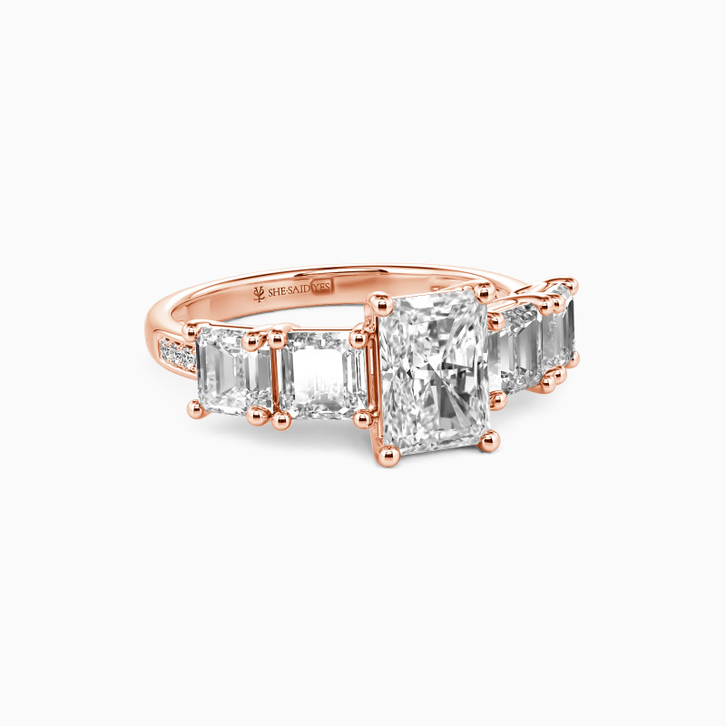 "I Am Always By Your Side" Emerald Cut Side Stone Engagement Ring