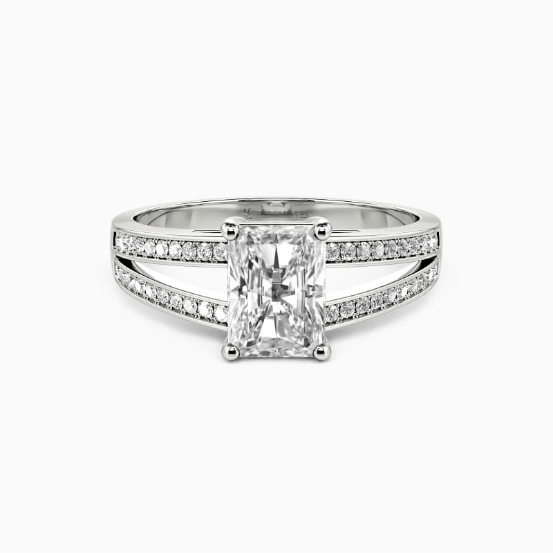 "Just For You" Radiant Cut Side Stone Engagement Ring