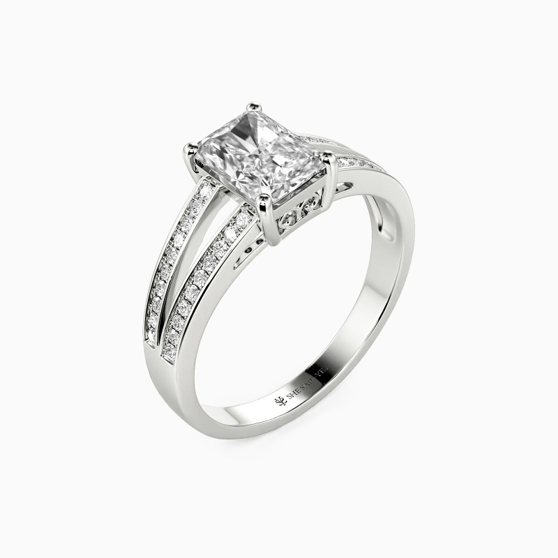 "Just For You" Radiant Cut Side Stone Engagement Ring