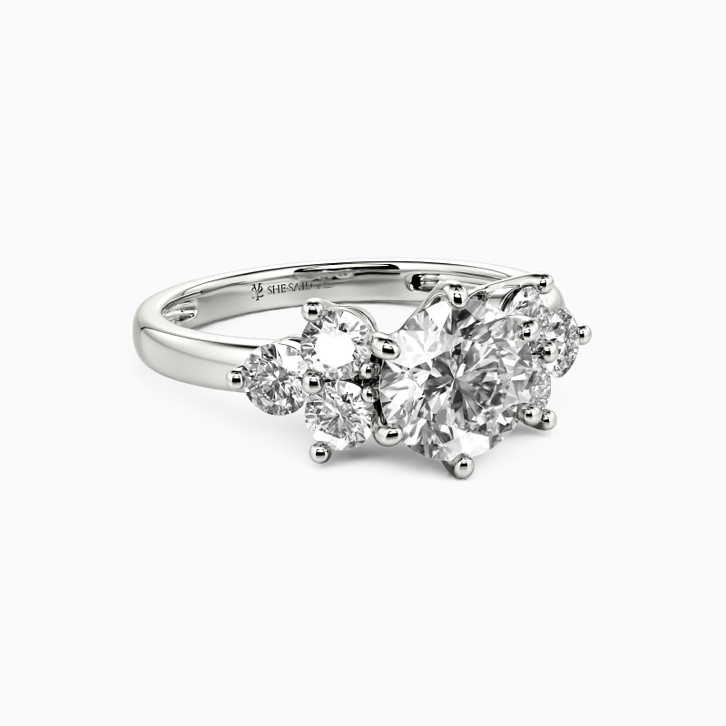 "My Angel" Round Cut Side Stone Engagement Ring