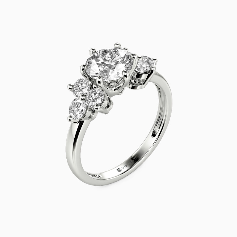 "My Angel" Round Cut Side Stone Engagement Ring