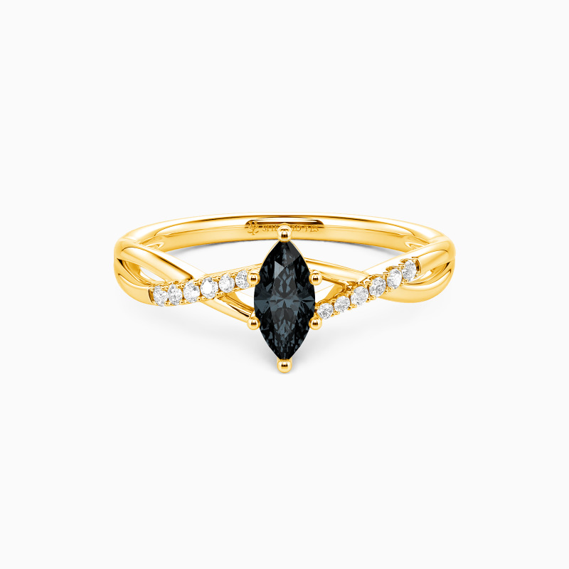 "Twinkling Love" 0.3ct Marquise Cut Side Stone Engagement Ring
