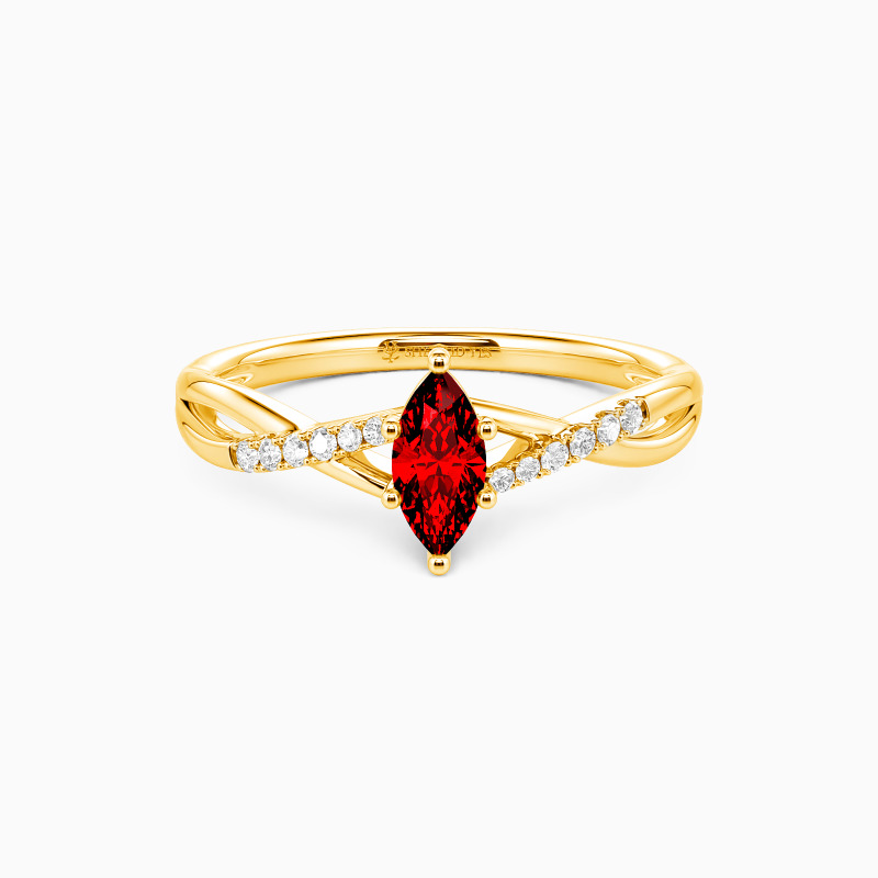 "Twinkling Love" 0.3ct Marquise Cut Side Stone Engagement Ring