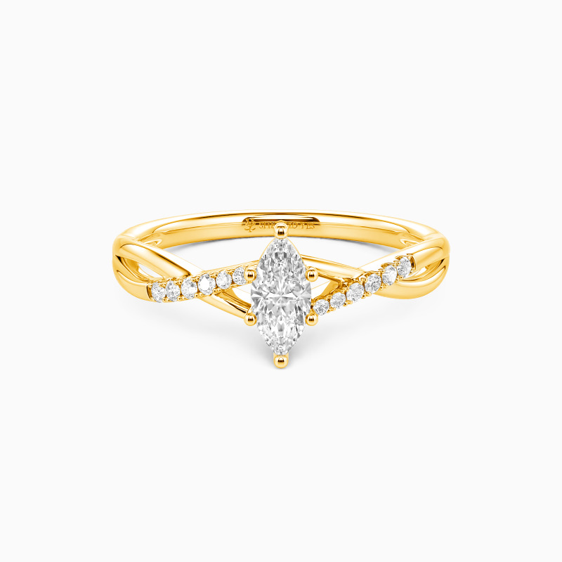 "Twinkling Love" 0.3ct Marquise Cut Side Stone Engagement Ring