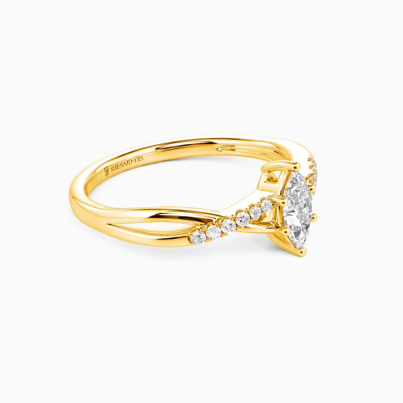 "Twinkling Love" 0.3ct Marquise Cut Side Stone Engagement Ring