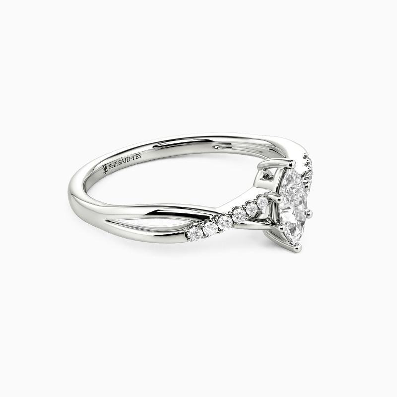 "Twinkling Love" 1ct Marquise Cut Side Stone Engagement Ring