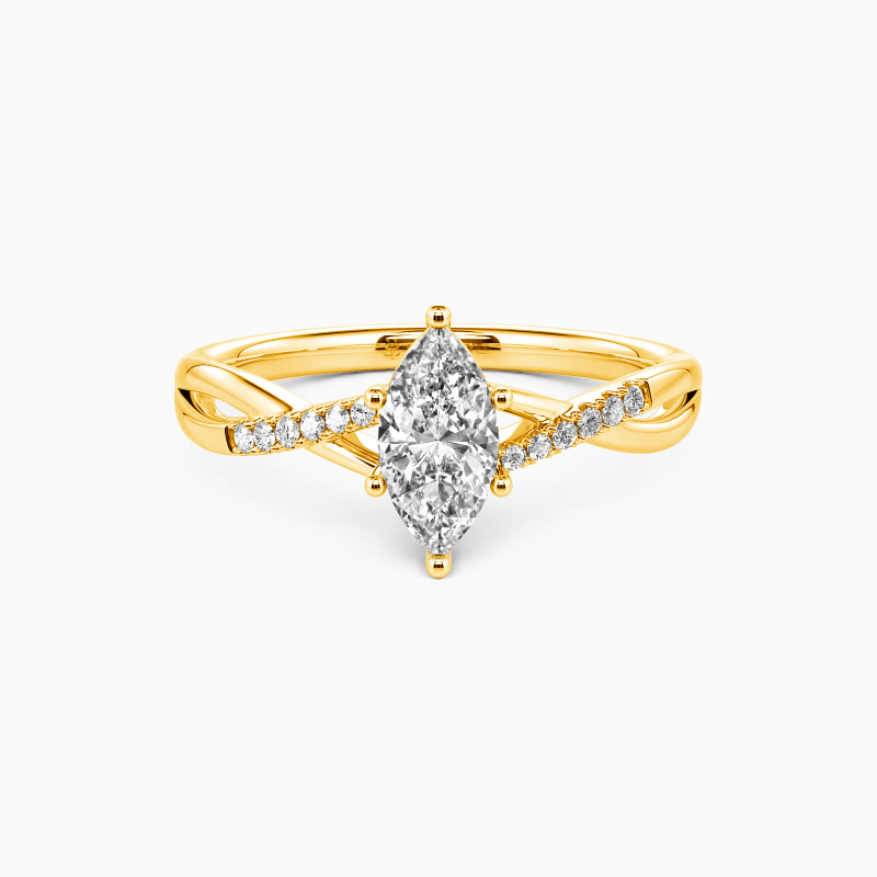 "Twinkling Love" Marquise Cut Side Stone Engagement Ring