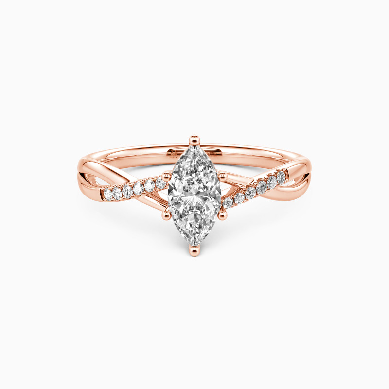 "Twinkling Love" 0.5ct Marquise Cut Side Stone Engagement Ring