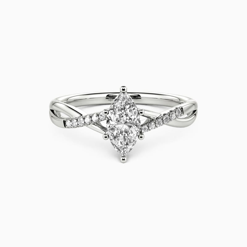 "Twinkling Love" Marquise Cut Side Stone Engagement Ring