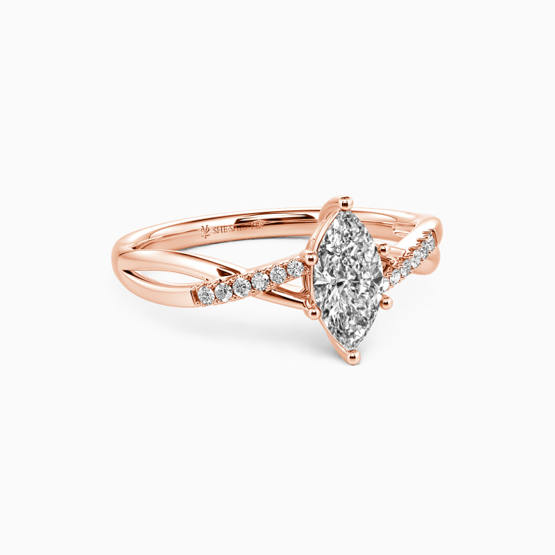 "Twinkling Love" 0.5ct Marquise Cut Side Stone Engagement Ring