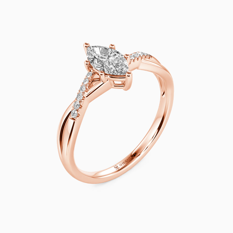 "Twinkling Love" 0.5ct Marquise Cut Side Stone Engagement Ring