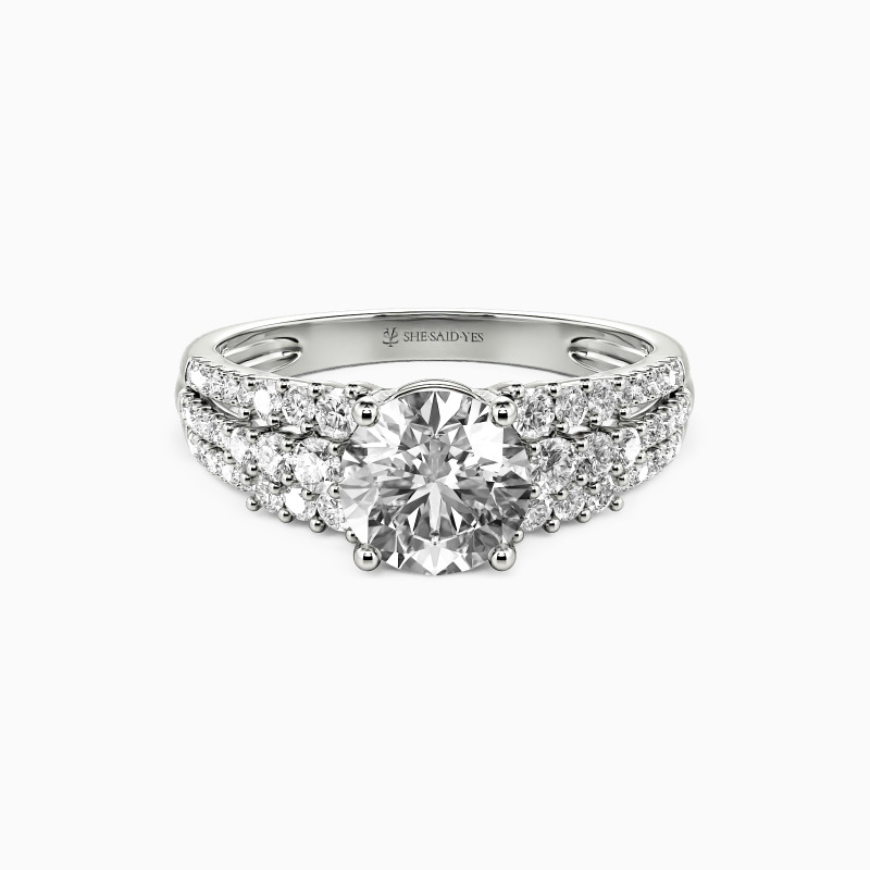 "Love of My Life" Round Cut Side Stone Engagement Ring