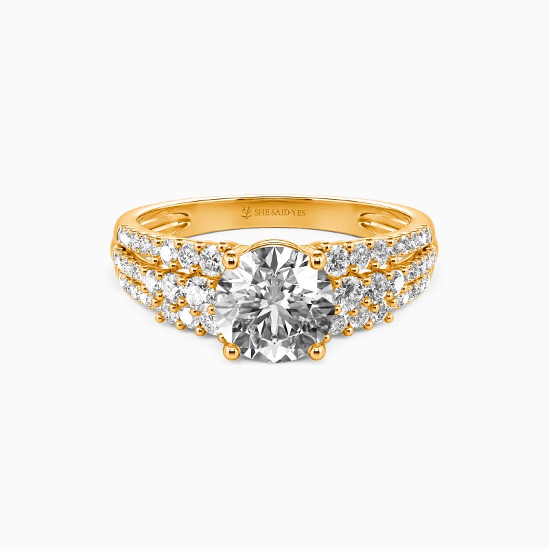 "Love of My Life" Round Cut Side Stone Engagement Ring