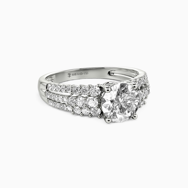 "Love Of My Life" Round Cut Side Stone Engagement Ring
