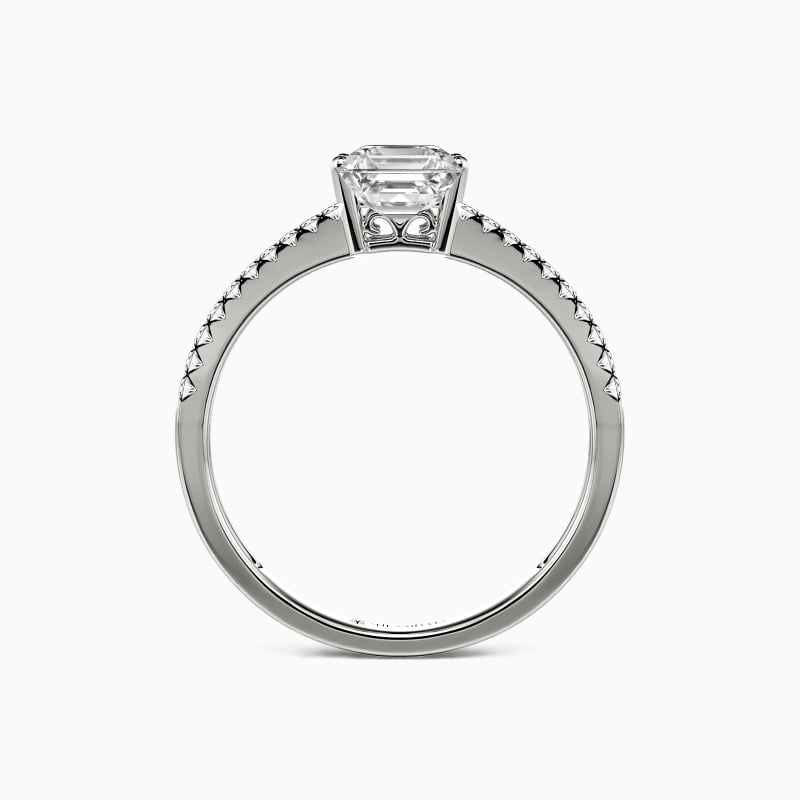 "You Bright My Day" Asscher Cut Side Stone Engagement Ring