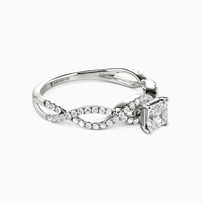 "Du Mein Ein und Alles" Verlobungsring 0,35 ct Asscher-Schliff mit Seitensteinen