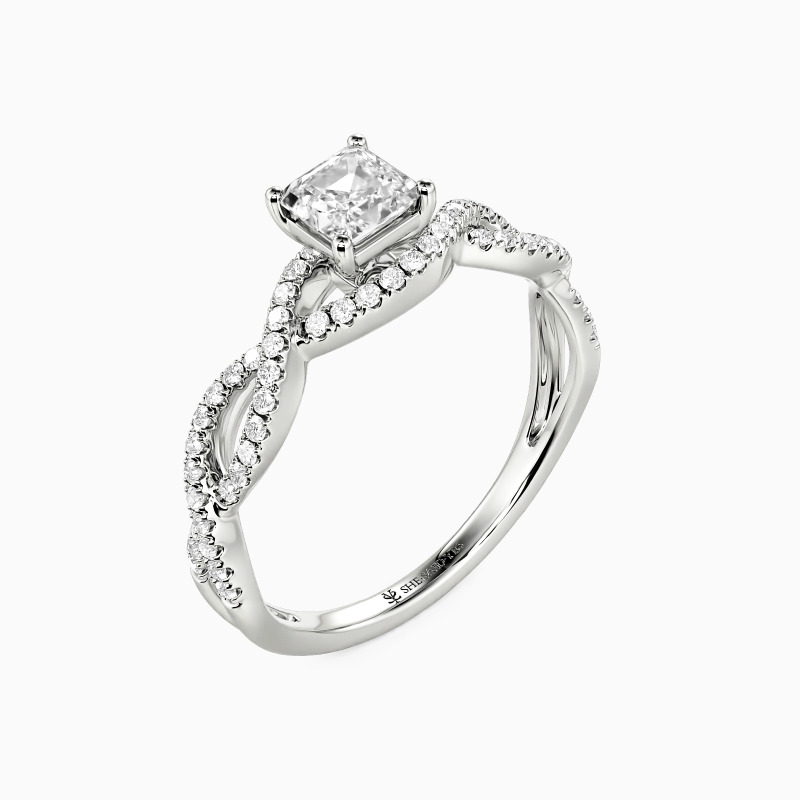 "Du Mein Ein und Alles" Verlobungsring 0,35 ct Asscher-Schliff mit Seitensteinen