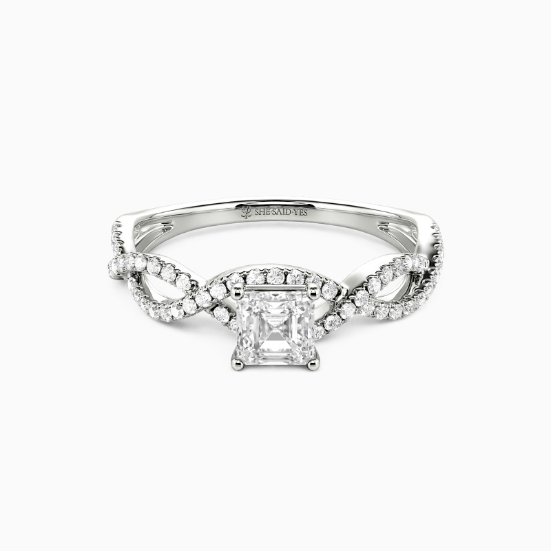 "You Are My Everything" 0.8ct Asscher Cut Side Stone Engagement Ring