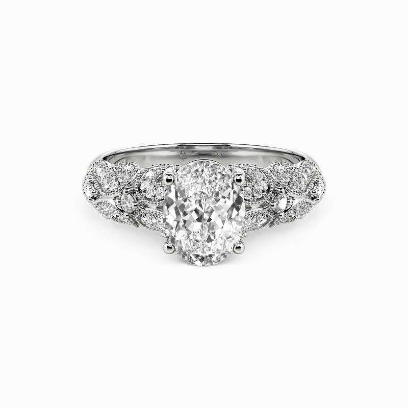 "Always Belong to You" Oval Cut Side Stone Engagement Ring