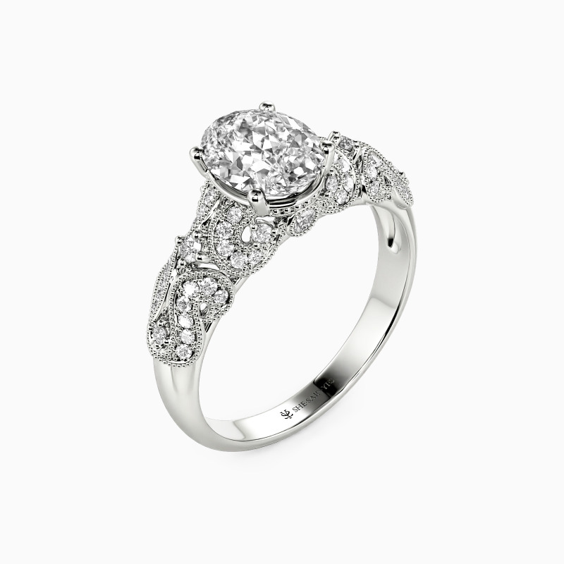 "Always Belong To You" Oval Cut Side Stone Engagement Ring
