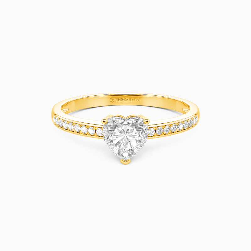 "Harbor of Love" 0.5ct Heart Cut Side Stone Engagement Ring