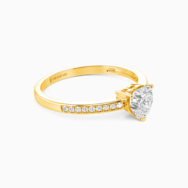 "Harbor of Love" 0.5ct Heart Cut Side Stone Engagement Ring