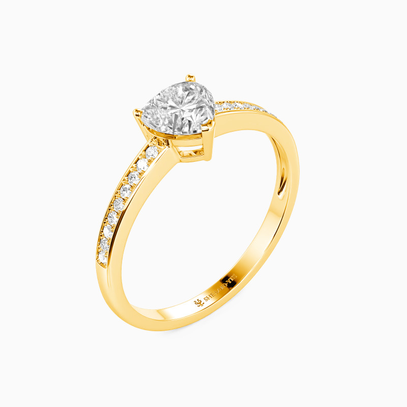 "Harbor of Love" 0.5ct Heart Cut Side Stone Engagement Ring