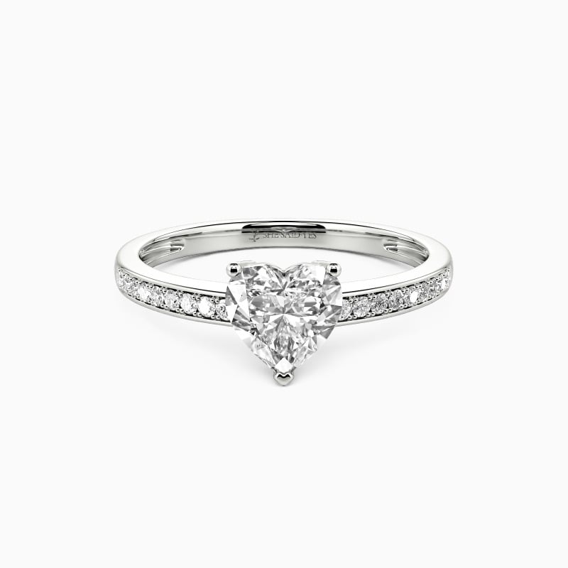 "Harbor of Love" Heart Cut Side Stone Engagement Ring