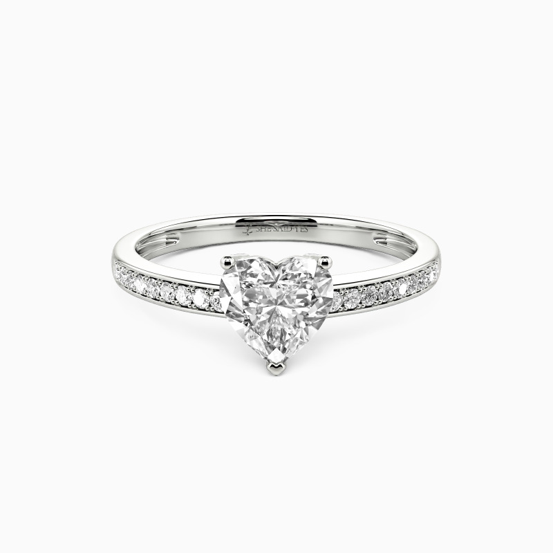 "Harbor of Love" 0.8ct Heart Cut Side Stone Engagement Ring