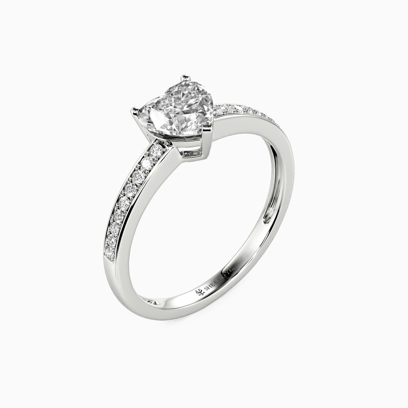 "Harbor of Love" Heart Cut Side Stone Engagement Ring