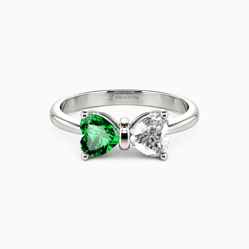 "Cœur à cœur" Taille cœur Bague de fiançailles à pierres latérales