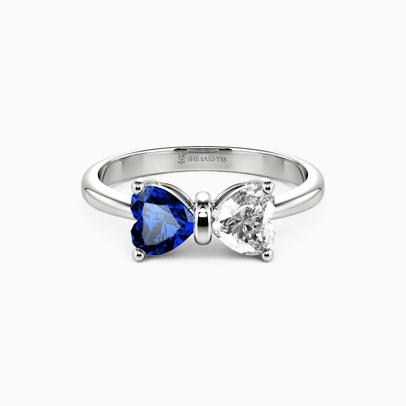 "Cœur à cœur" Taille cœur Bague de fiançailles à pierres latérales