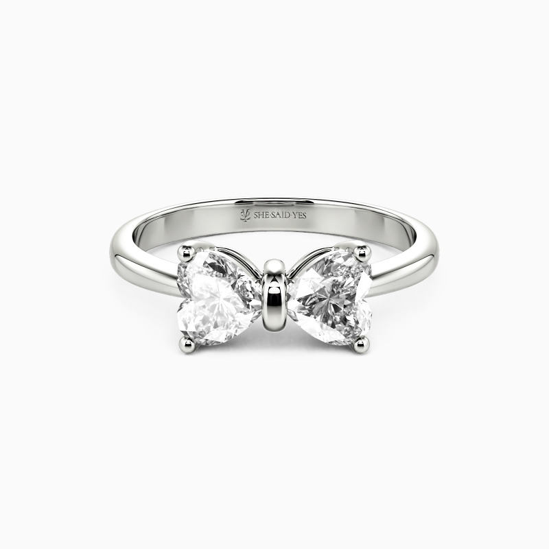 "Cœur à cœur" Taille cœur Bague de fiançailles à pierres latérales