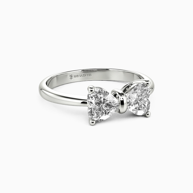 "Heart to Heart" Heart Cut Side Stone Engagement Ring