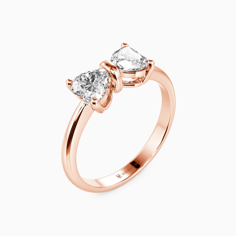 "Heart to Heart" Heart Cut Side Stone Engagement Ring