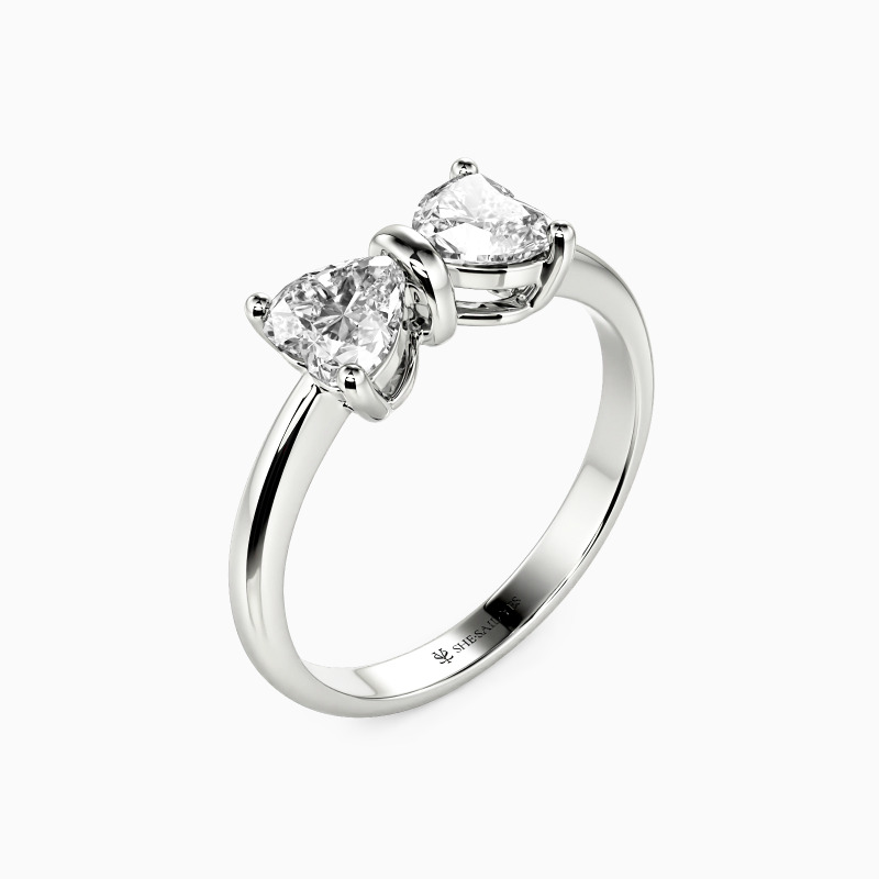"Heart to Heart" Heart Cut Side Stone Engagement Ring