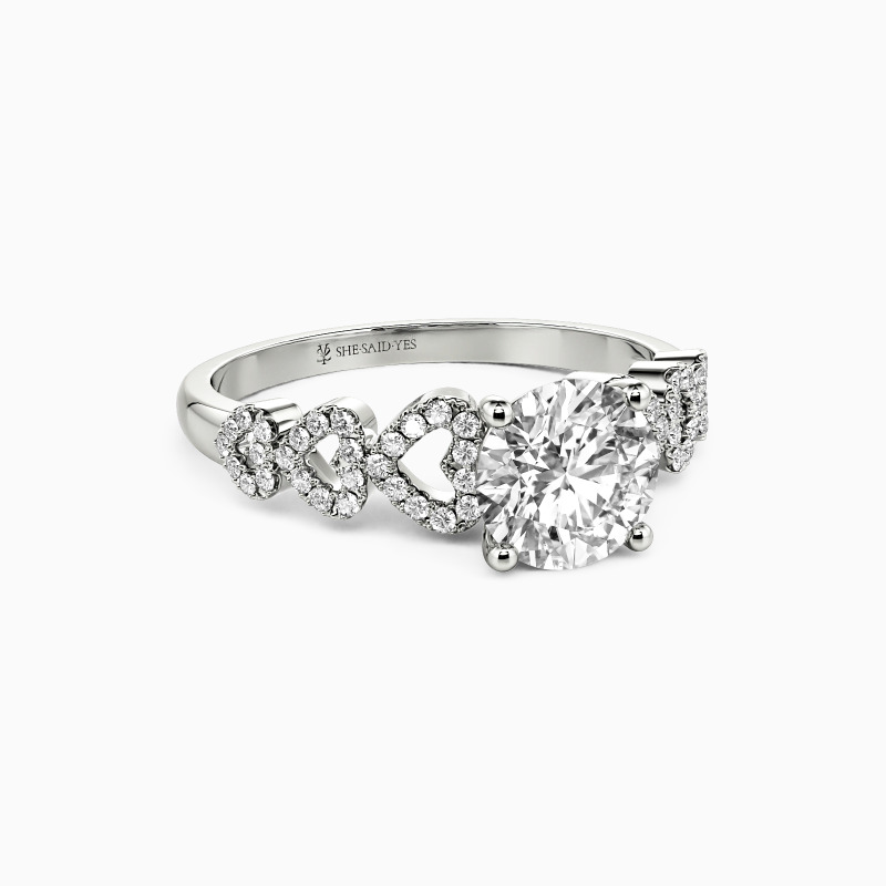 "My Only Sweetheart" Round Cut Side Stone Engagement Ring