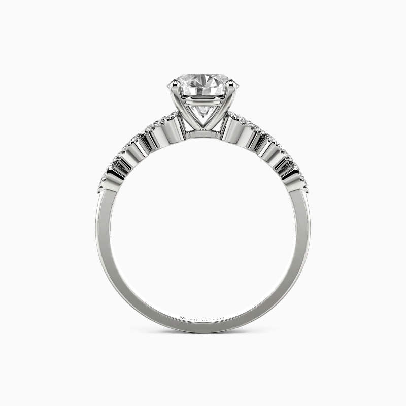 "My Only Sweetheart" Round Cut Side Stone Engagement Ring