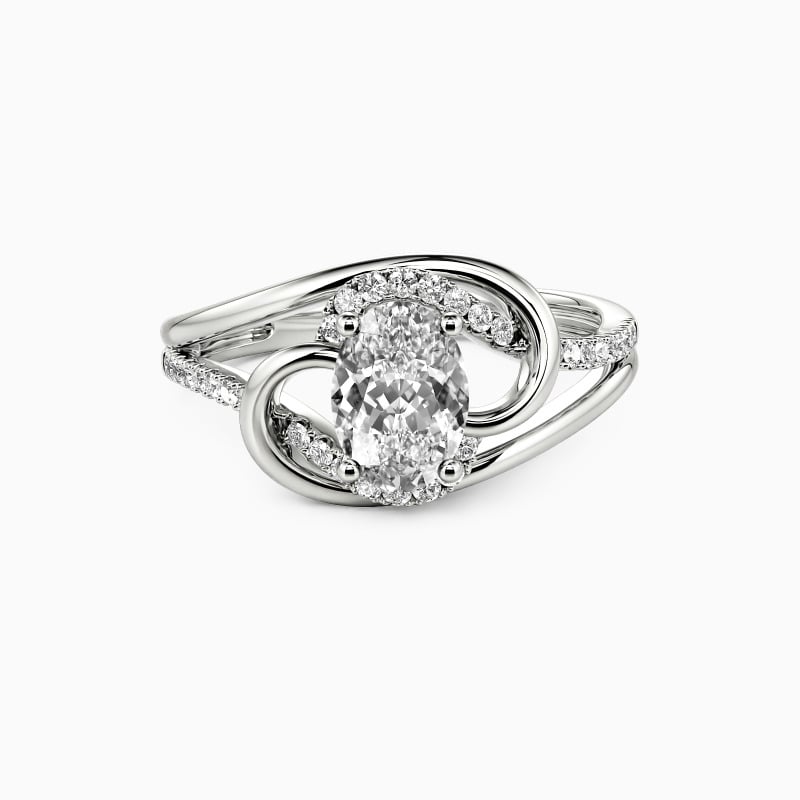 "Star in My Heart" Oval Cut Side Stone Engagement Ring