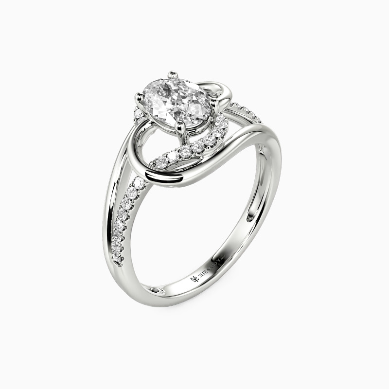 "Star in My Heart" Oval Cut Side Stone Engagement Ring