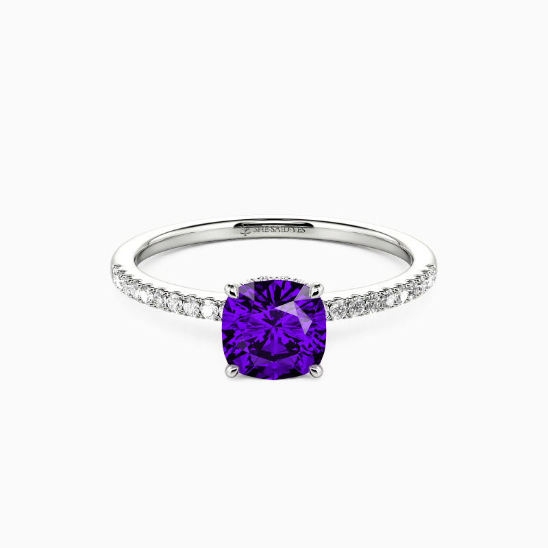 "Du Machst Meinen Tag" 1 Karat Kissen-Schliff Halo-Verlobungsring