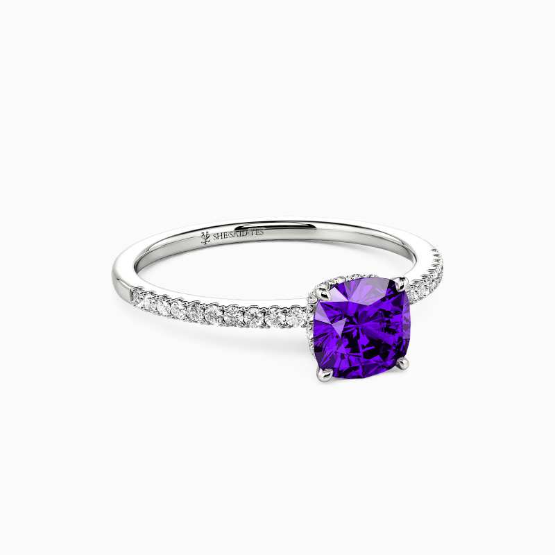 "Du Machst Meinen Tag" 1 Karat Kissen-Schliff Halo-Verlobungsring